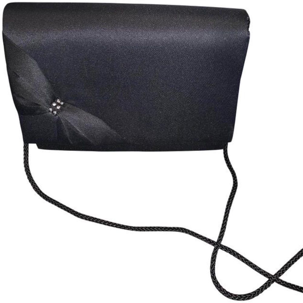 Evening Bag Bow Formal Black Satin Clutch